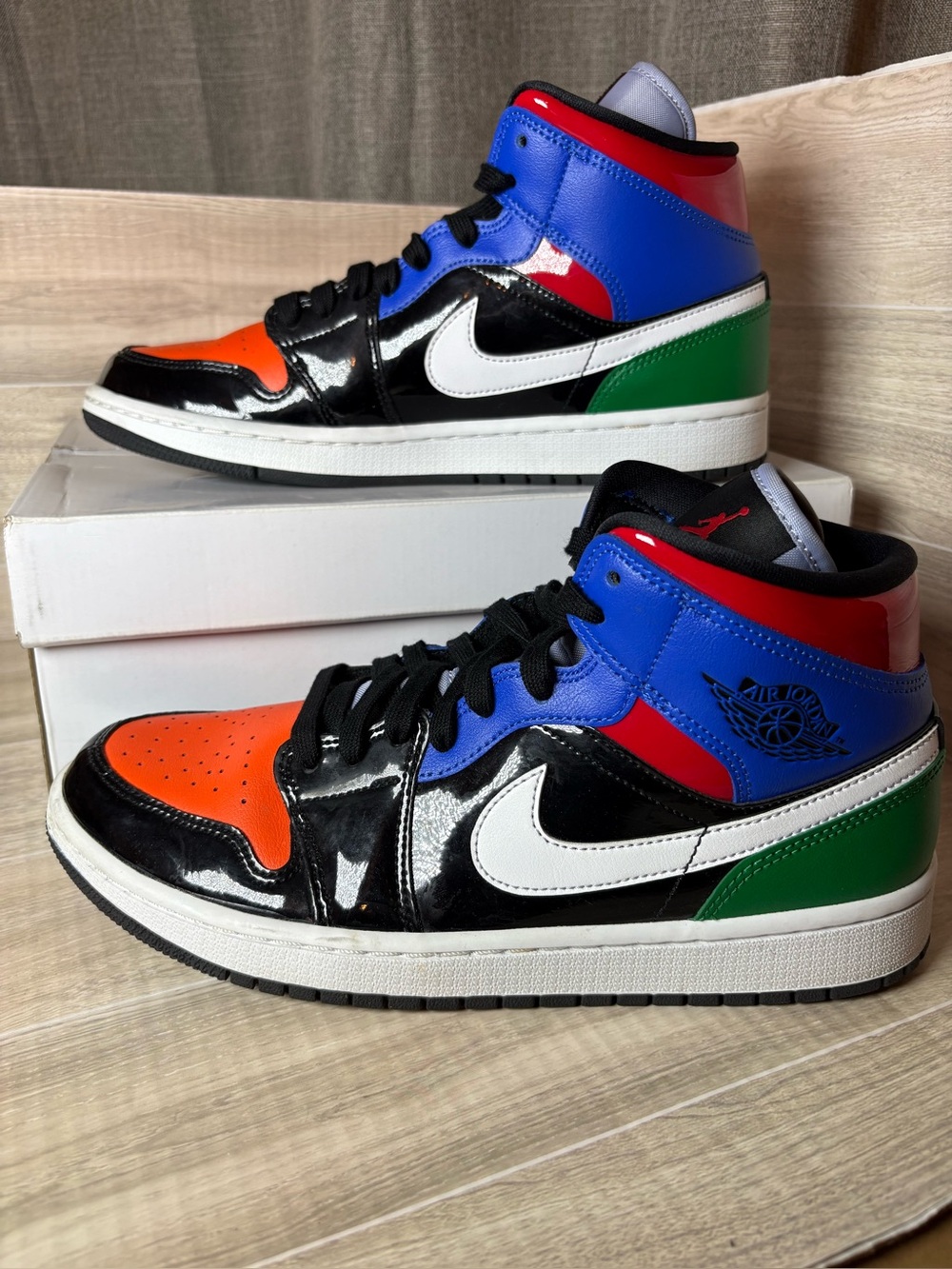 Nike Air Jordan 1 Mid SE Multi Patent AJ1 High Low CV5276-001 EUC